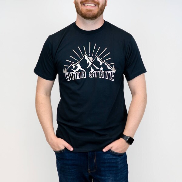 utah state mountain t-shirt navy